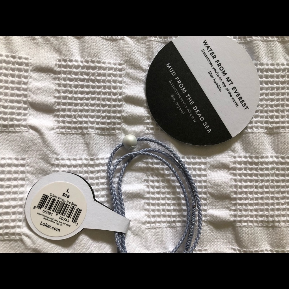 New with tags Lokai 2.0 triple wrap in ice blue